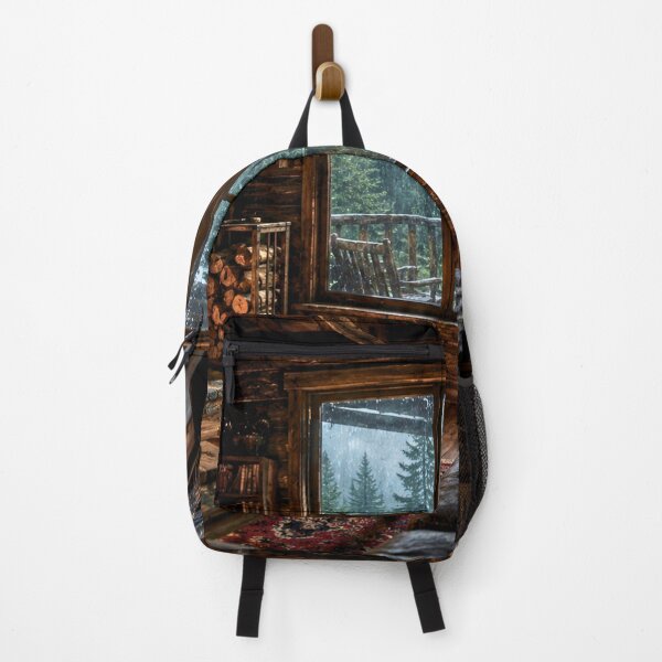 Item preview, Cozy Cabin Interior in a Rainy Forest | Warm Fireplace Woodland Retreat | Cinematic Nature Scene designed and sold by Inkmatic Studio.