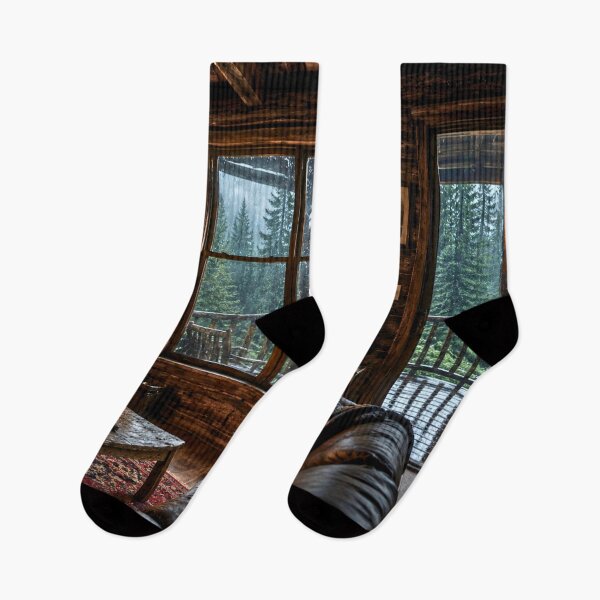 Item preview, Cozy Cabin Interior in a Rainy Forest | Warm Fireplace Woodland Retreat | Cinematic Nature Scene designed and sold by Inkmatic Studio.