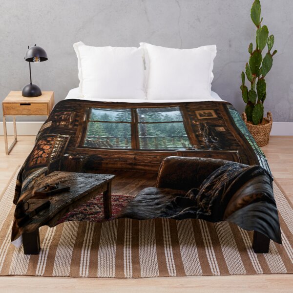 Item preview, Cozy Cabin Interior in a Rainy Forest | Warm Fireplace Woodland Retreat | Cinematic Nature Scene designed and sold by Inkmatic Studio.