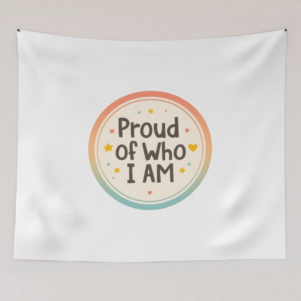 Item preview, Proud Of Who I Am LGBTQ Pride Inspirational Rainbow Design designed and sold by Pride_Prints.