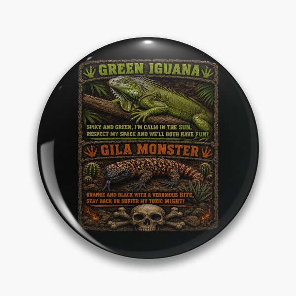 Item preview, Green Iguana vs Gila Monster – Respect or Regret | Funny Reptile Warning Sign designed and sold by Alchemy-Forge.