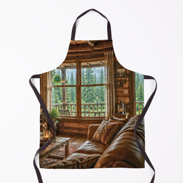 Item preview, Cozy Cabin Interior After the Rain | Forest View Fireplace Retreat | Cinematic Woodland Escape designed and sold by Inkmatic Studio.