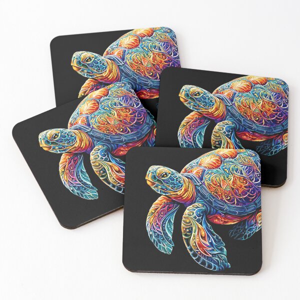 Item preview, Rainbow Sea Turtle Colorful Ocean Wildlife Illustration designed and sold by Boddicca.
