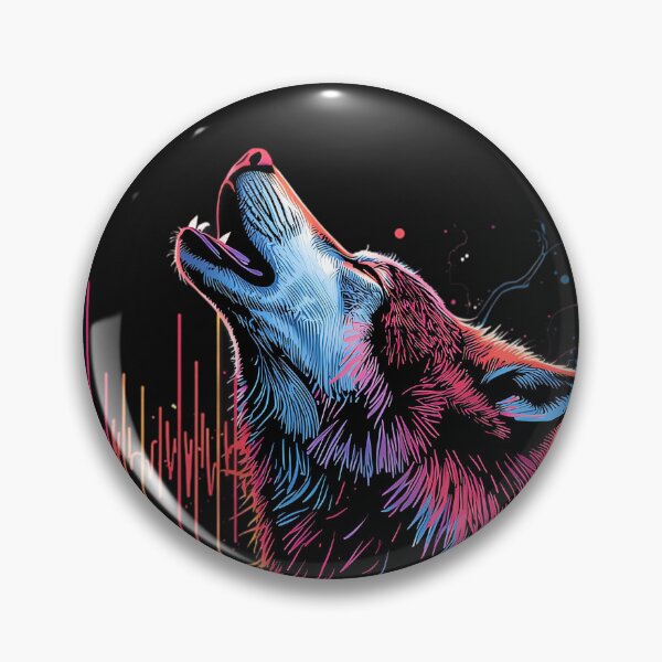 Item preview, Neon Howling Wolf – Cyberpunk Synthwave Wildlife Art designed and sold by KiraChie.