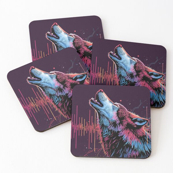 Item preview, Neon Howling Wolf – Cyberpunk Synthwave Wildlife Art designed and sold by KiraChie.