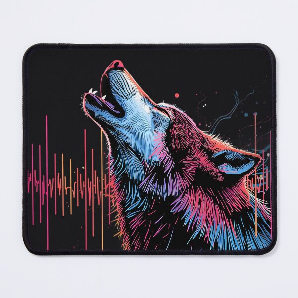 Item preview, Neon Howling Wolf – Cyberpunk Synthwave Wildlife Art designed and sold by KiraChie.