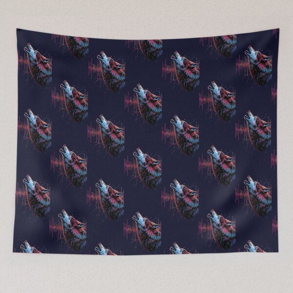 Item preview, Neon Howling Wolf – Cyberpunk Synthwave Wildlife Art designed and sold by KiraChie.
