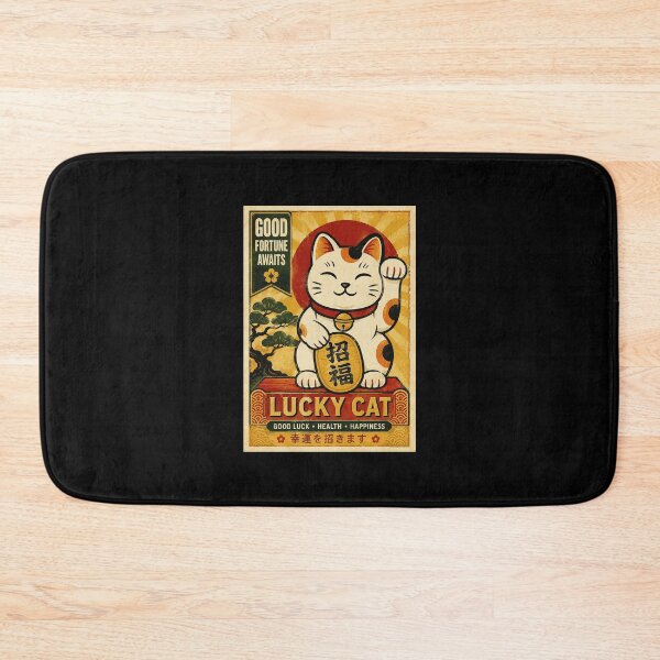Item preview, Vintage Lucky Cat Poster With Retro Fortune Charm designed and sold by eliramaison.