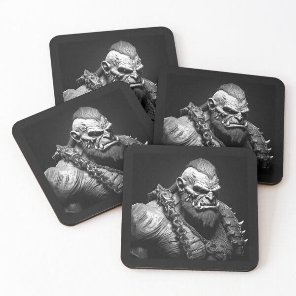 Item preview, Black and White Orc Warrior Dark Fantasy Portrait Art designed and sold by inkoutninja.