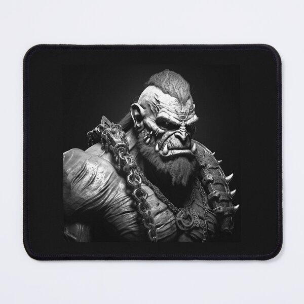 Item preview, Black and White Orc Warrior Dark Fantasy Portrait Art designed and sold by inkoutninja.