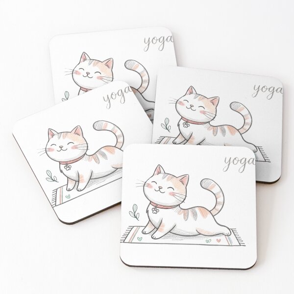Item preview, Cute Calico Cat Doing Cobra Yoga Pose Illustration designed and sold by TaiwanMemory.