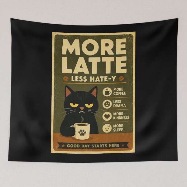 Item preview, Funny Black Cat Coffee Poster With Retro Morning Humor designed and sold by eliramaison.