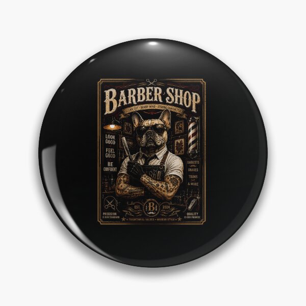 Item preview, Cool Bulldog Barber Portrait In Vintage Shop Poster Style designed and sold by Modaozushi216.