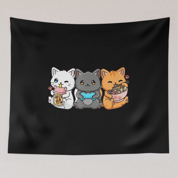 Item preview, Cute Gaming Cats With Boba Tea and Ramen Night designed and sold by FGTV2021.