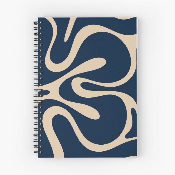 Item preview, Modern Retro Abstract Smooth Contours Pattern in Mid Mod Navy Blue and Beige designed and sold by kierkegaard.