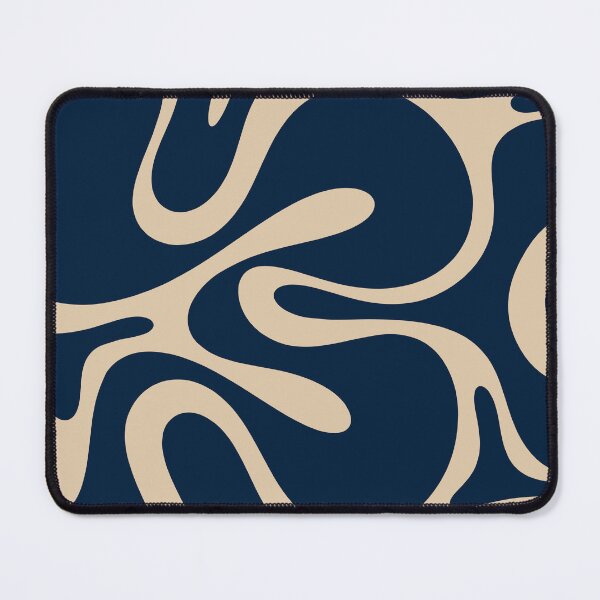 Item preview, Modern Retro Abstract Smooth Contours Pattern in Mid Mod Navy Blue and Beige designed and sold by kierkegaard.