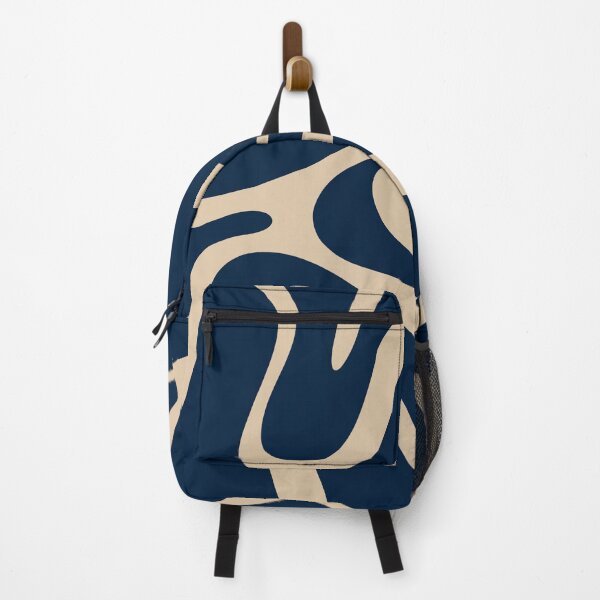 Item preview, Modern Retro Abstract Smooth Contours Pattern in Mid Mod Navy Blue and Beige designed and sold by kierkegaard.