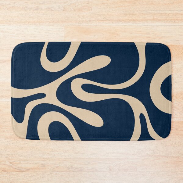 Item preview, Modern Retro Abstract Smooth Contours Pattern in Mid Mod Navy Blue and Beige designed and sold by kierkegaard.