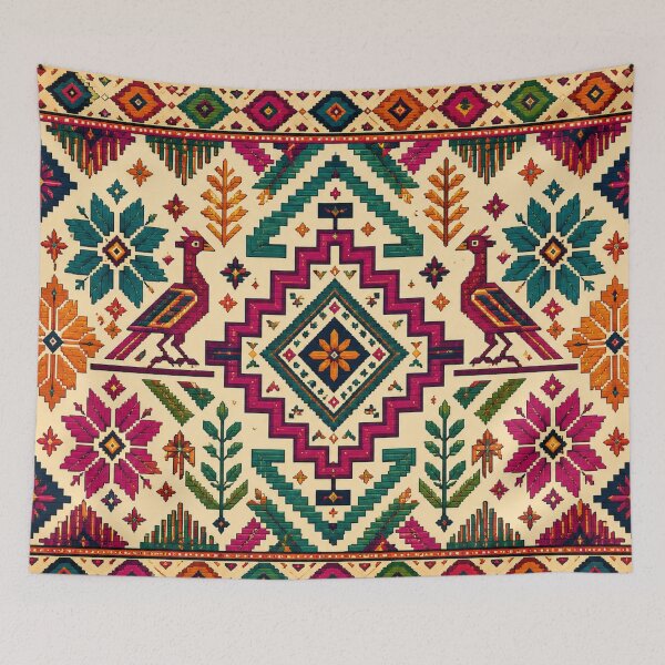 Item preview, Oaxaca Zapotec Folk Art Textile Pattern designed and sold by Myra365Art.