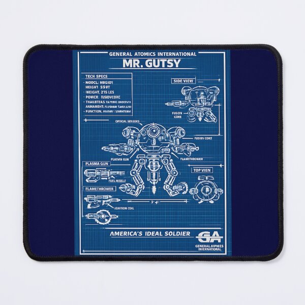 Item preview, General Atomics International Mr. Gutsy Blueprint | Retro Futuristic Military Robot Schematic designed and sold by RockyLambda.