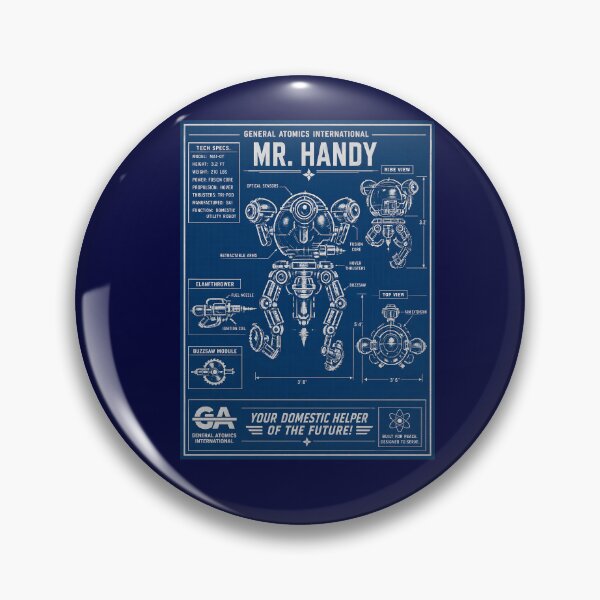 Item preview, General Atomics International Mr. Handy Blueprint Fallout | Retro Futuristic Military Robot Schematic designed and sold by RockyLambda.