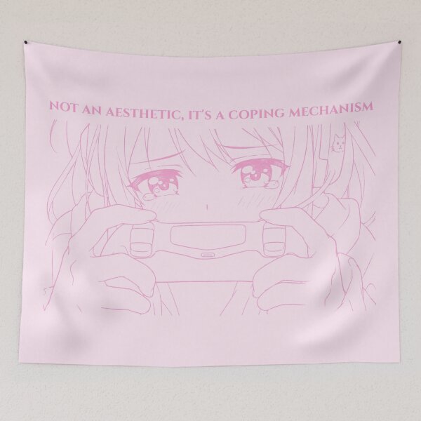 Item preview, Not an Aesthetic It's a Coping Mechanism — Anime Gamer Girl Pink Quote | Kawaii Mental Health Humor designed and sold by ArtofDari.