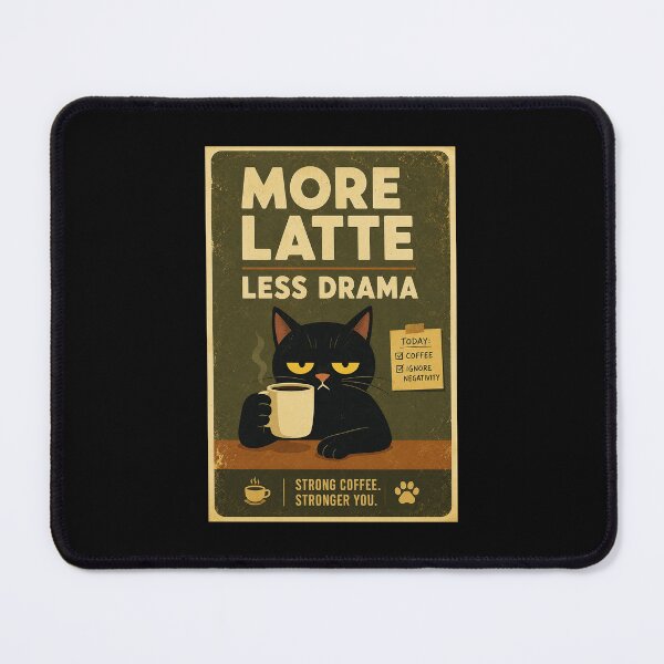 Item preview, Grumpy Black Cat Coffee Humor Retro Poster With Low Drama Energy designed and sold by eliramaison.