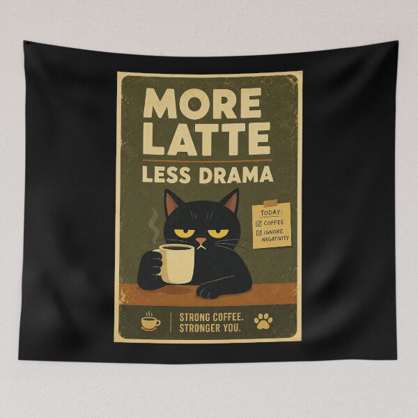 Item preview, Grumpy Black Cat Coffee Humor Retro Poster With Low Drama Energy designed and sold by eliramaison.