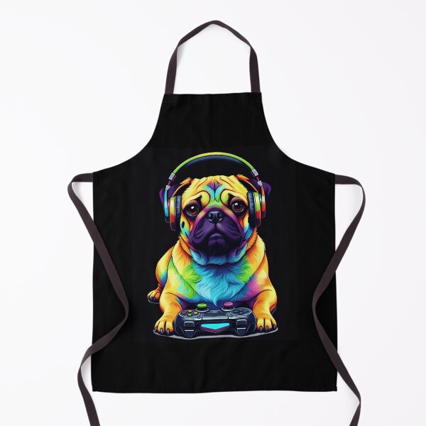 Item preview, Colorful Pug Gamer Dog with Neon Headphones Arcade Style designed and sold by FGTV2021.