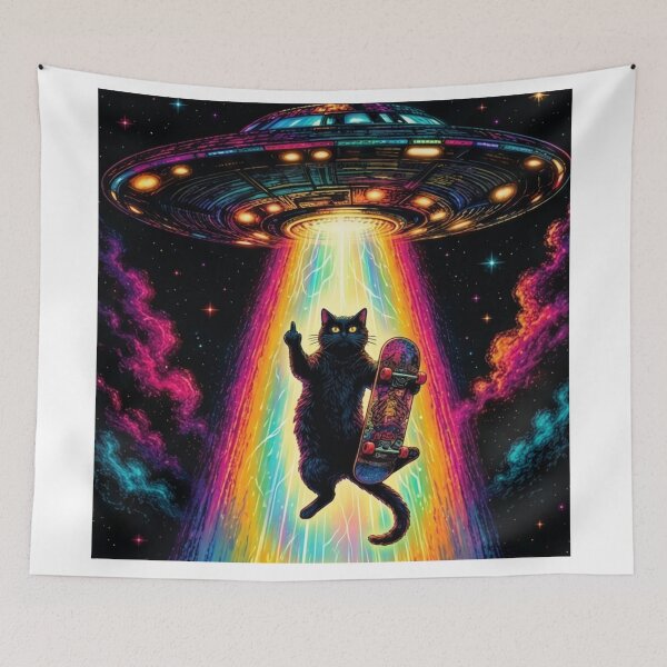 Item preview, Pepper’s Last Ride: Alien Abduction Skater Cat designed and sold by Pepper & Co..