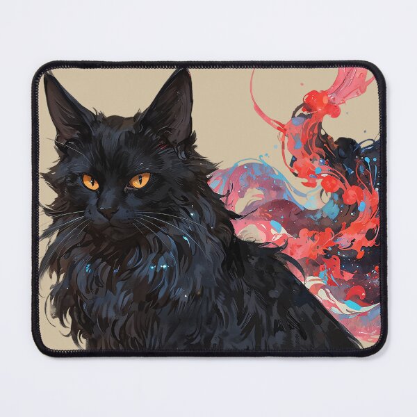 Item preview, Mystic Black Maine Coon Cat – Color Splash Fantasy Art designed and sold by KiraChie.