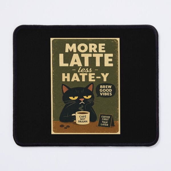 Item preview, Grumpy Black Cat Coffee Humor Retro With Brew Good Vibes designed and sold by eliramaison.