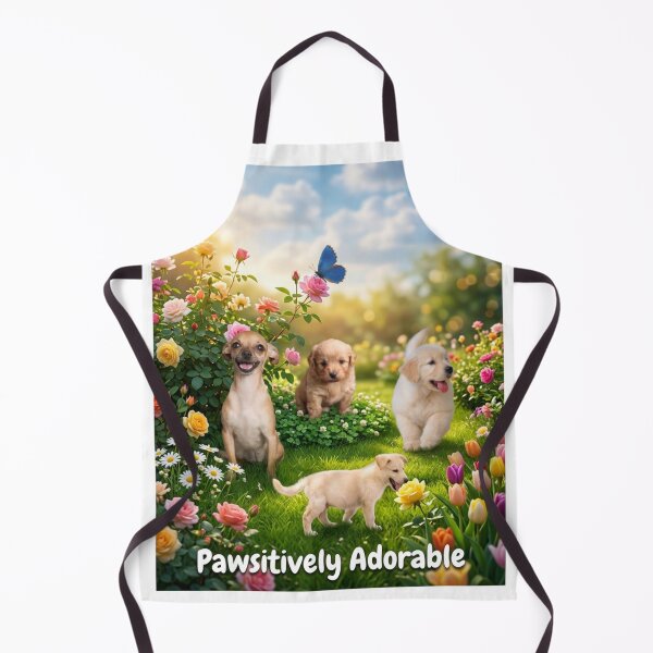 Item preview, Playful puppies surrounded by blooming garden beauty designed and sold by LEEVISWA.