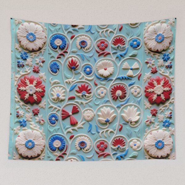 Item preview, Antique Blue Ground Uzbekistan Suzani designed and sold by Vicky Brago-Mitchell®.