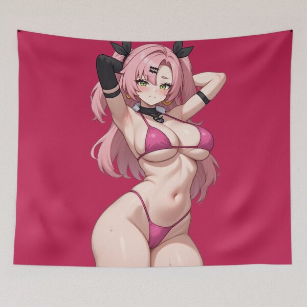 Item preview, Pink Hair Anime Girl Tropical Resort Swimsuit Design designed and sold by Jimakmo.