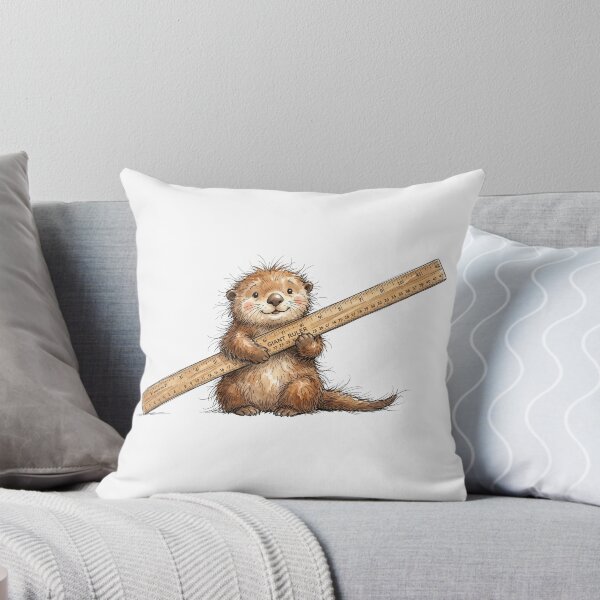 Item preview, Cute Watercolor Sea Otter Holding Giant School Ruler Art designed and sold by BreezifyDesignStudio.