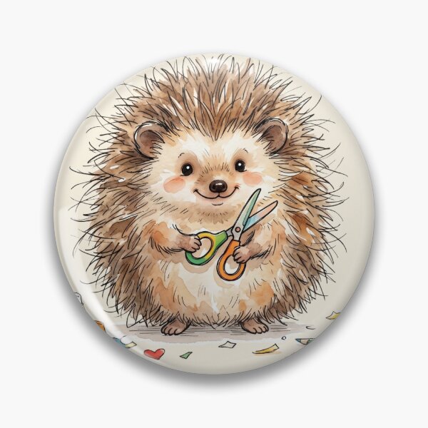 Item preview, Cute Watercolor Hedgehog with Scissors Craft School Supplies designed and sold by BreezifyDesignStudio.
