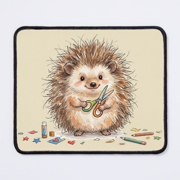 Item preview, Cute Watercolor Hedgehog with Scissors Craft School Supplies designed and sold by BreezifyDesignStudio.