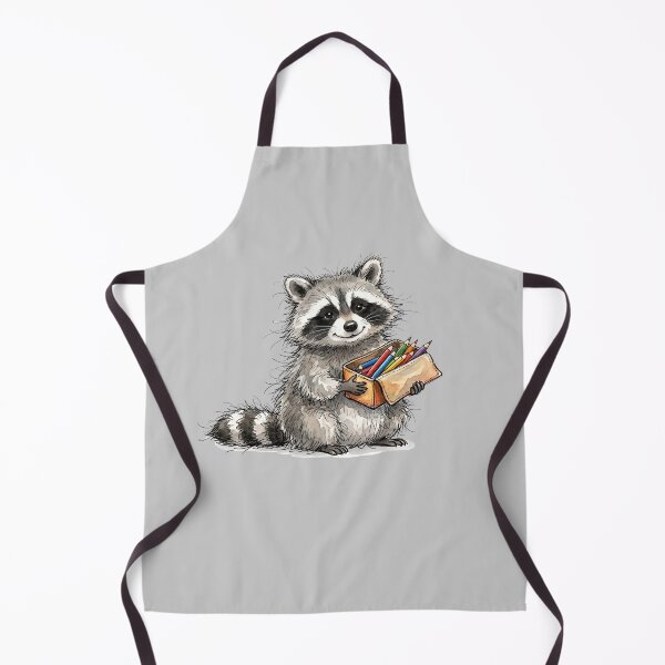 Item preview, Cute Watercolor Raccoon Holding Colored Pencils Box Art designed and sold by BreezifyDesignStudio.