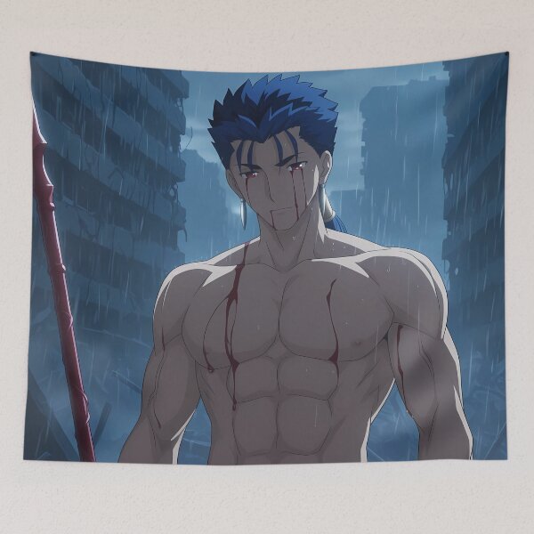 Item preview, Lancer Fate Stay Night Ruined City Rain Blue Hero designed and sold by 108Recordings.