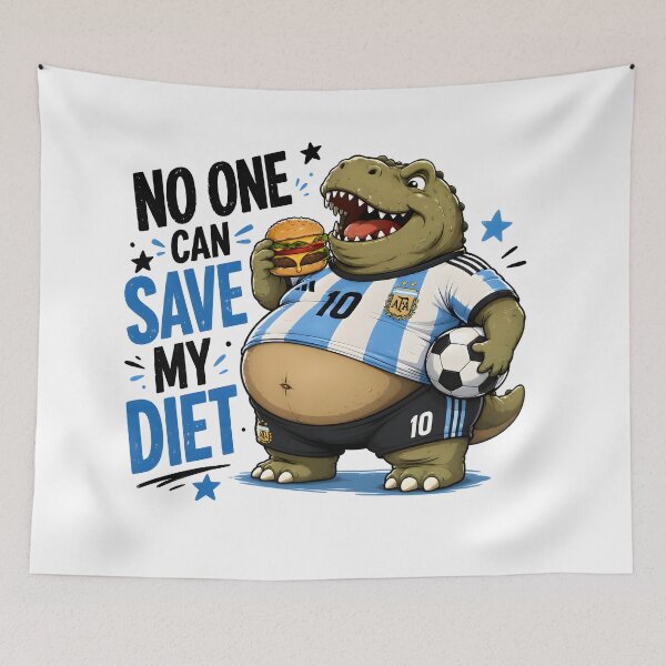 Item preview, No One Can Save My Diet Fat Dinosaur Soccer Fan designed and sold by PreeCha Art & Co..