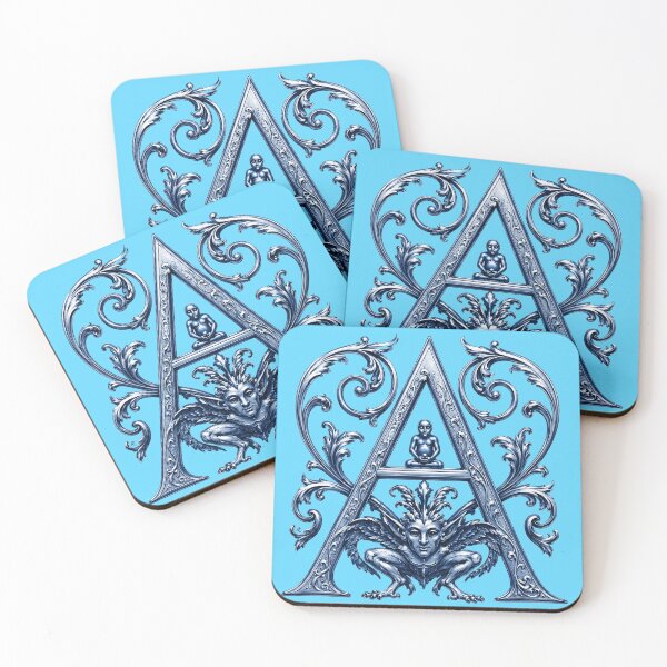 Item preview, Baroque Nickel Blue Medieval Initial A designed and sold by bolguzart.