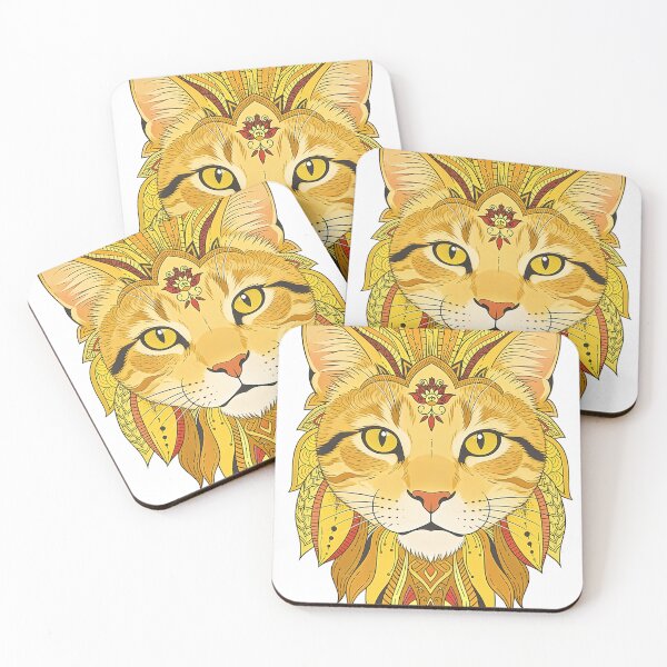 Item preview, Mystical Golden Cat Mandala | Sacred Feline Boho Art designed and sold by ZafranOnline.