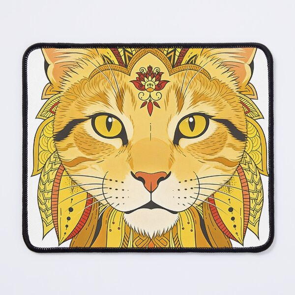 Item preview, Mystical Golden Cat Mandala | Sacred Feline Boho Art designed and sold by ZafranOnline.