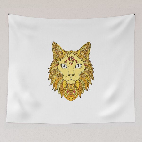 Item preview, Golden Mandala Cat Face | Boho Sacred Feline Art | Ornamental Cat Illustration designed and sold by ZafranOnline.