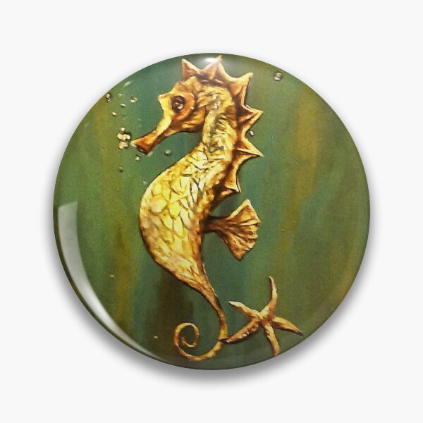 Item preview, Golden Seahorse in Deep Ocean Waters designed and sold by ArtistsAtticWI.