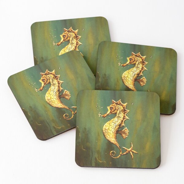 Item preview, Golden Seahorse in Deep Ocean Waters designed and sold by ArtistsAtticWI.