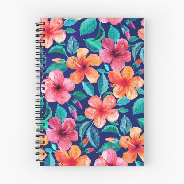 Item preview, Colorful Watercolor Hibiscus on Indigo Blue designed and sold by micklyn.