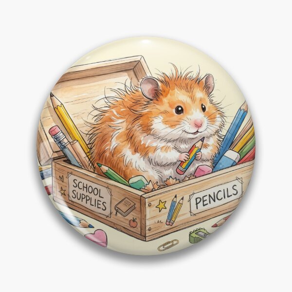 Item preview, Cute Watercolor Hamster in Wooden Pencil Box School Supplies designed and sold by BreezifyDesignStudio.