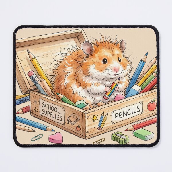 Item preview, Cute Watercolor Hamster in Wooden Pencil Box School Supplies designed and sold by BreezifyDesignStudio.